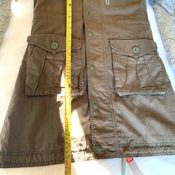 Diesel long khaki cotton cargo hooded winter vest windbreaker jacket hoodie coat - Picture 16 of 16